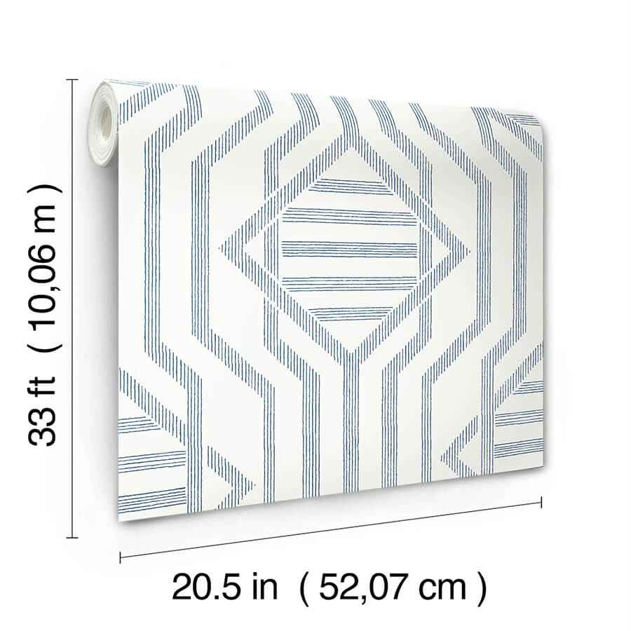 Essex Dark Blue Geometric Wallpaper - York Wallcoverings - 4147-27403