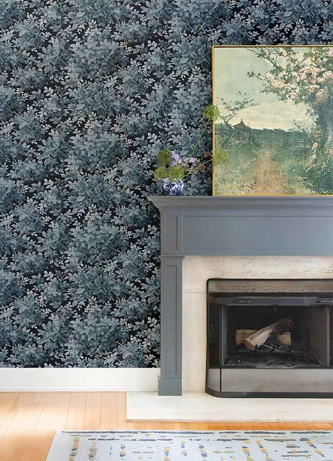 Greenwood Dark Blue Deciduous Wallpaper - York Wallcoverings - 4147-80003 - York Wallcoverings Wallpaper