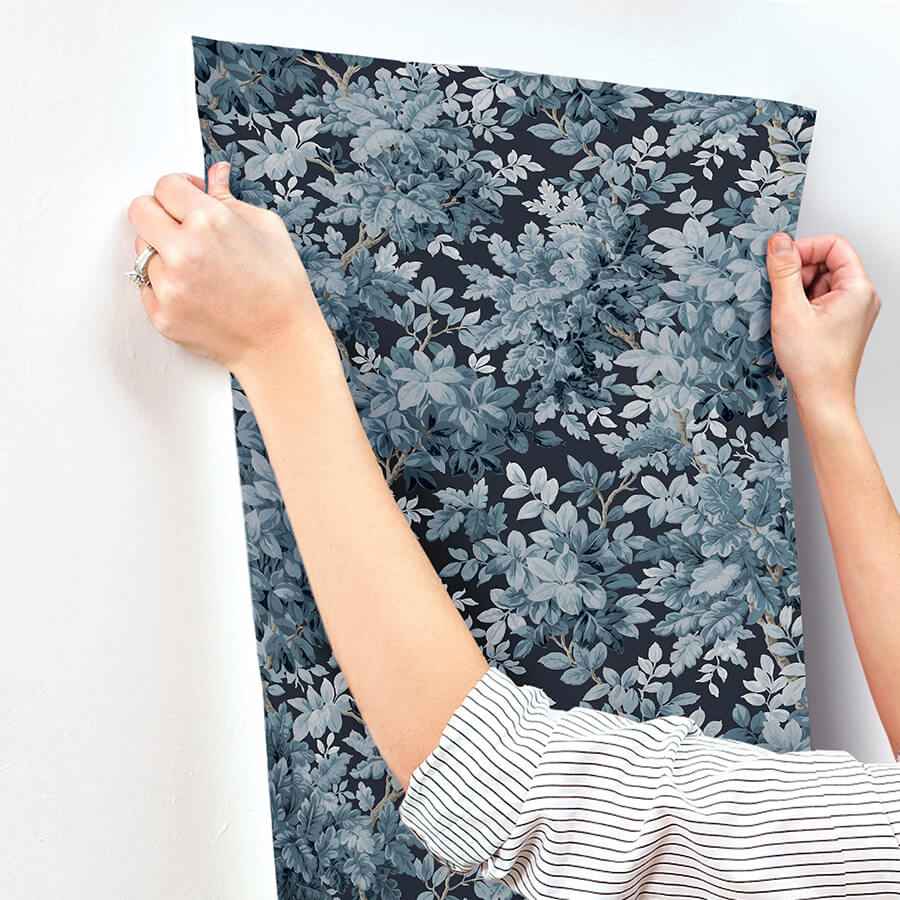 Greenwood Dark Blue Deciduous Wallpaper - York Wallcoverings - 4147-80003 - York Wallcoverings Wallpaper