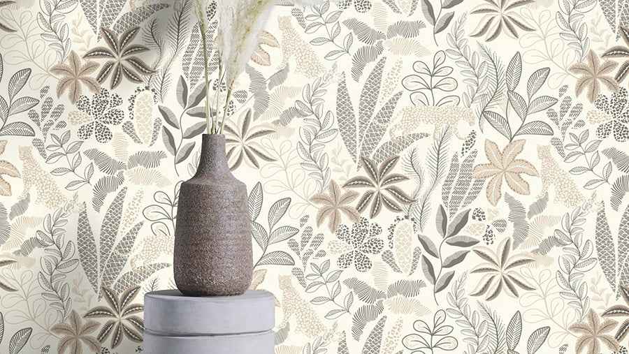 Alani Neutral Tropical Wallpaper - York Wallcoverings - RH792911 - York Wallcoverings Wallpaper