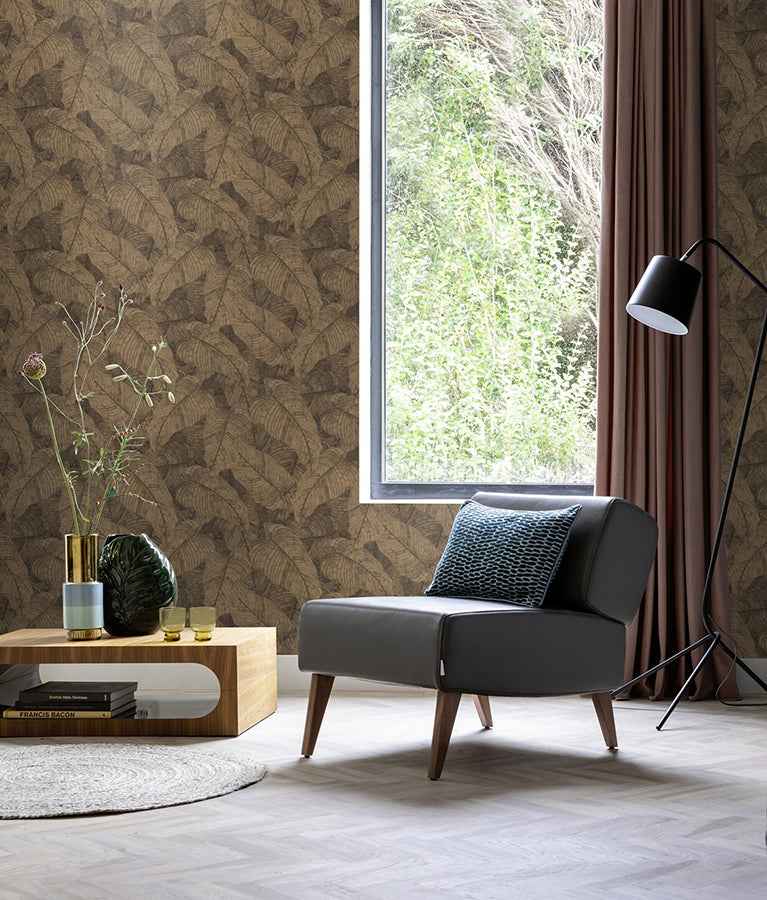Galner Copper Leaves Wallpaper - York Wallcoverings - RH720570 - York Wallcoverings Wallpaper