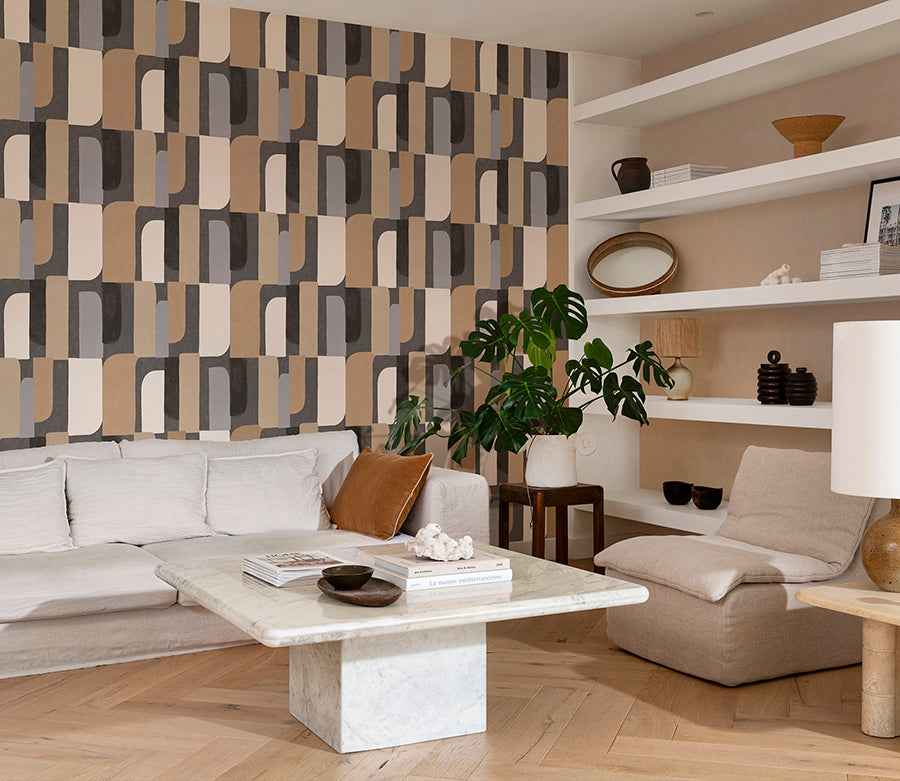 Derain Charcoal Geometric Wallpaper - York Wallcoverings - RH330533 - York Wallcoverings Wallpaper