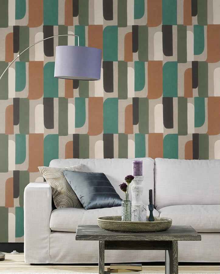Derain Green Geometric Wallpaper - York Wallcoverings - RH330526 - York Wallcoverings Wallpaper