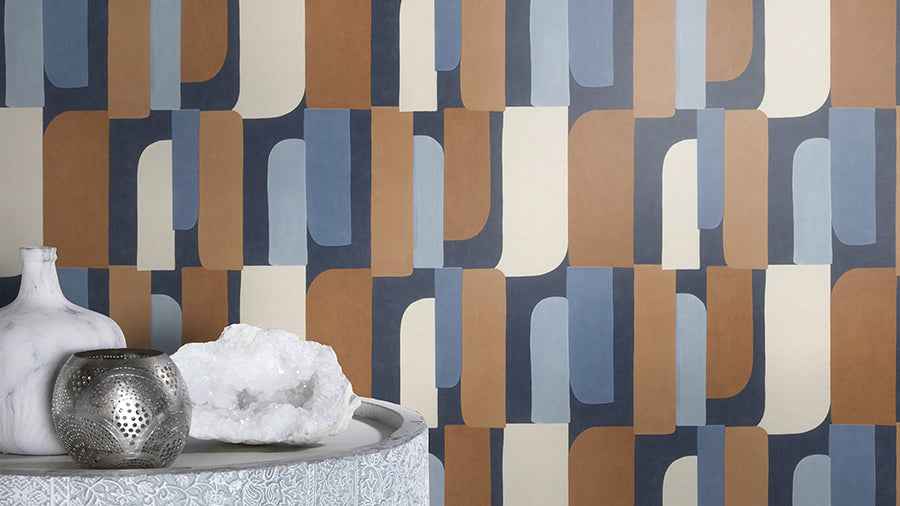 Derain Blue Geometric Wallpaper - York Wallcoverings - RH330519 - York Wallcoverings Wallpaper