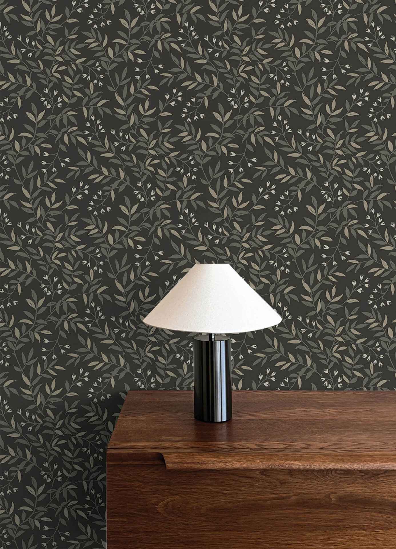 Olivia Black Peel & Stick Wallpaper - York Wallcoverings - NU6431 - York Wallcoverings Wallpaper