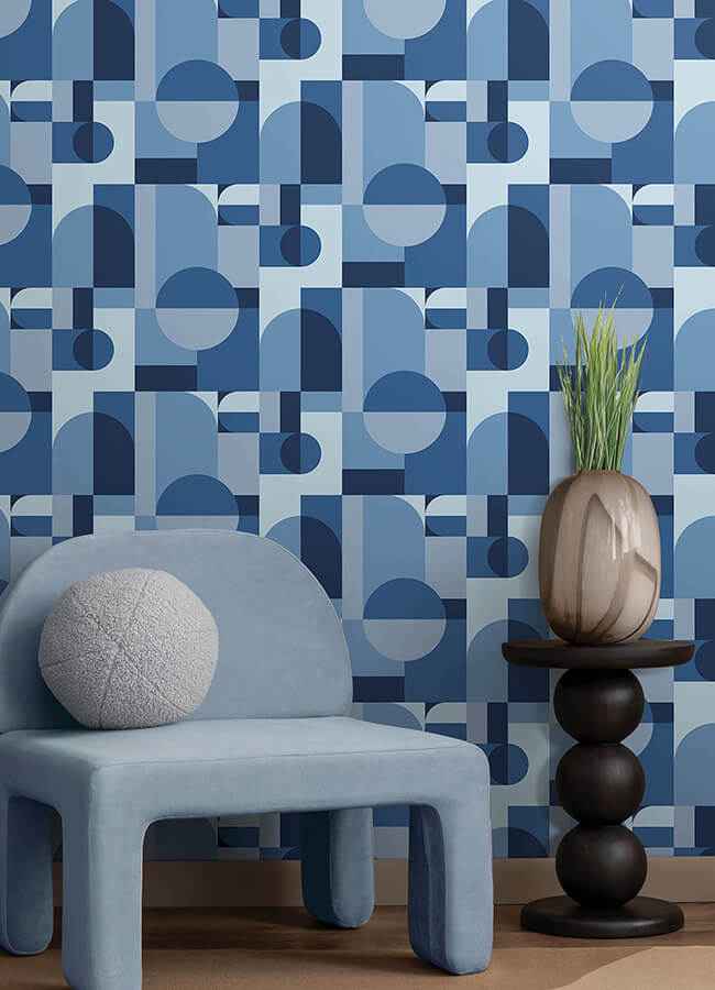 Boxanne Blue Peel & Stick Wallpaper - York Wallcoverings - VGS6438 - York Wallcoverings Wallpaper