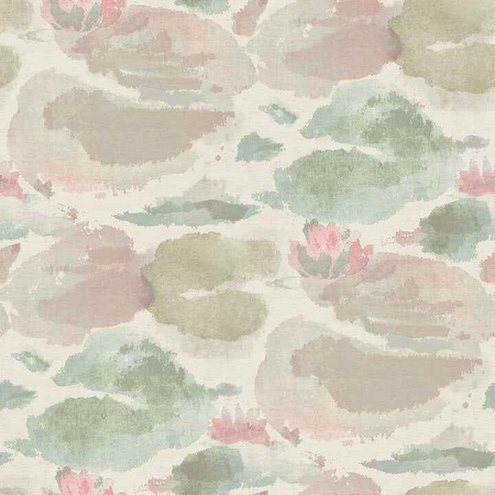 Water Lily Blush and Teal Peel and Stick Wallpaper - York Wallcoverings - NUS6418 - York Wallcoverings Wallpaper