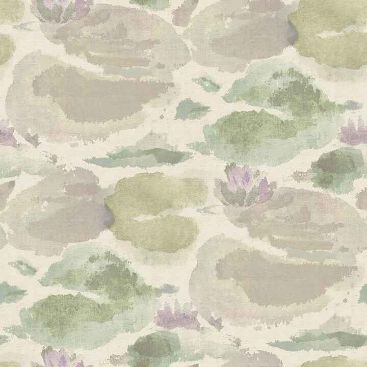 Water Lily Lavender and Green Peel and Stick Wallpaper - York Wallcoverings - NUS6420