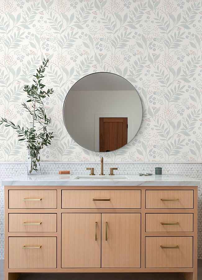 Amanda Blue Green Peel and Stick Wallpaper - York Wallcoverings - NUS6423 - York Wallcoverings Wallpaper