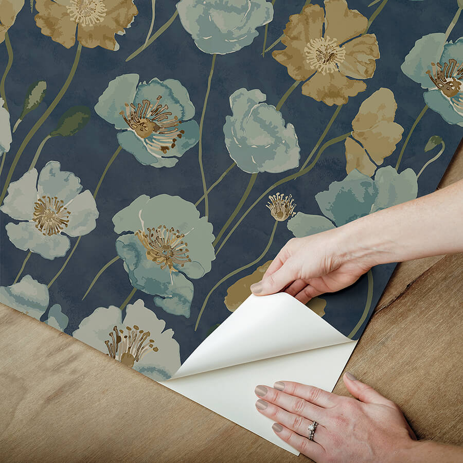 adelia-indigo-peel-and-stick-wallpaper-york-wallcoverings-nus6429 - York Wallcoverings Wallpaper