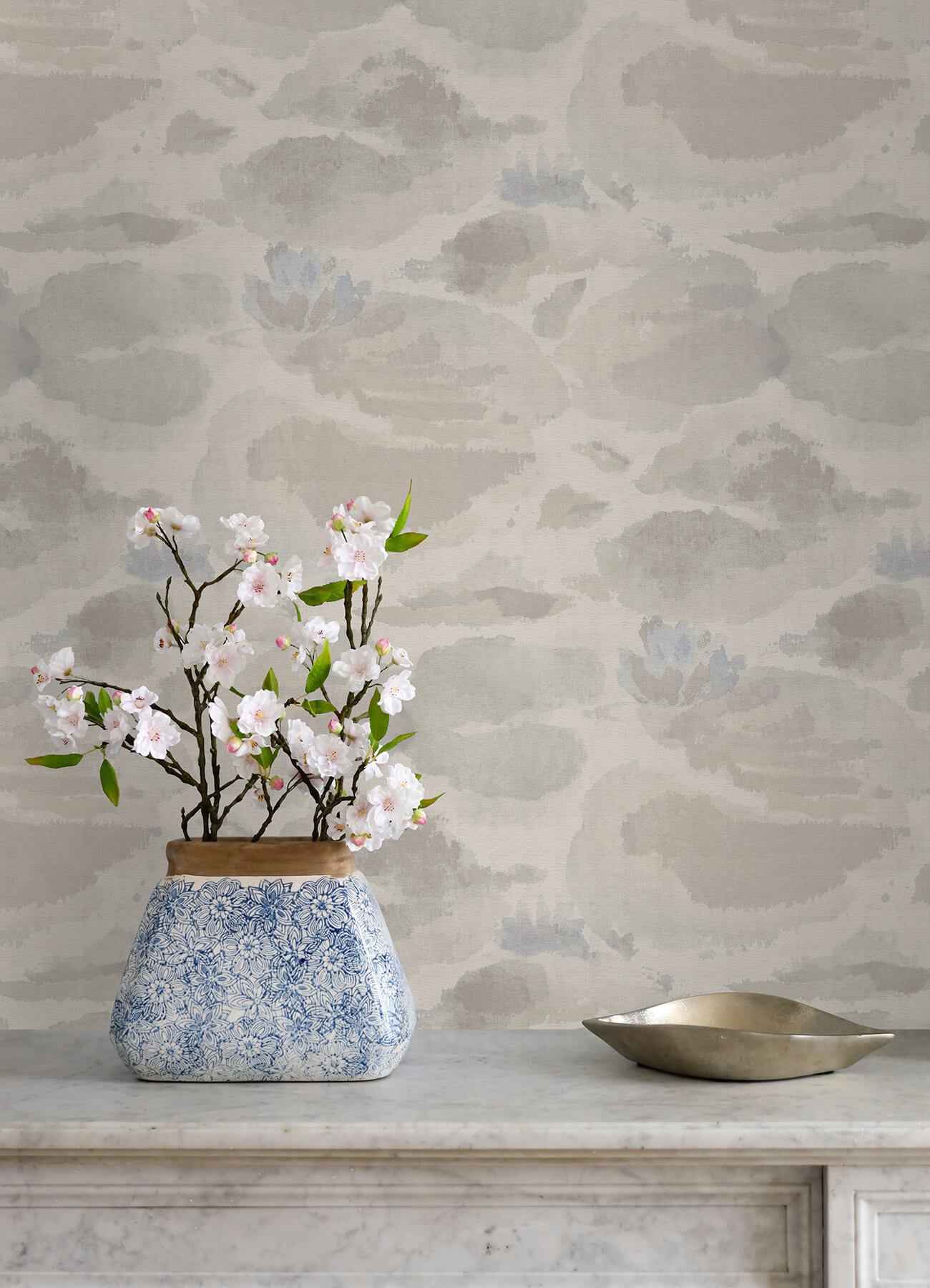 Water Lily Cream Peel & Stick Wallpaper - York Wallcoverings - NUS6421 - York Wallcoverings Wallpaper