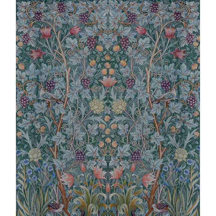 Vine Embroidery Teal Wall Mural - York Wallcoverings - 4171-HT84002
