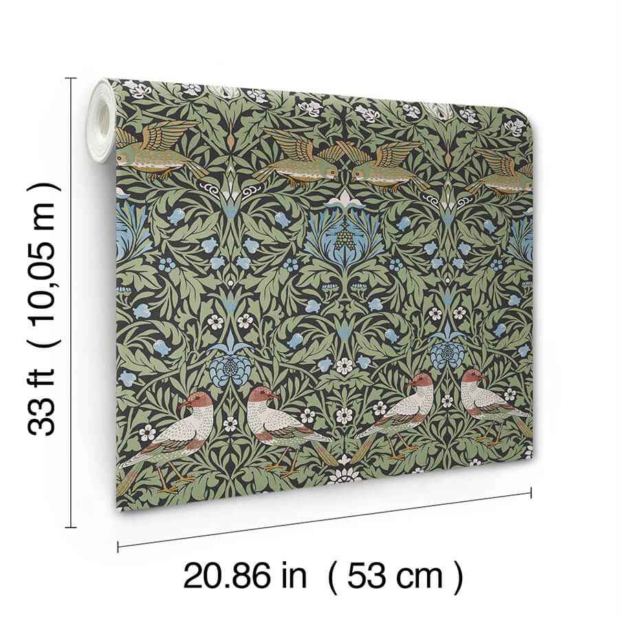 Bird Multicolor Floral Thicket Wallpaper - York Wallcoverings - 4171-82062 - York Wallcoverings Wallpaper