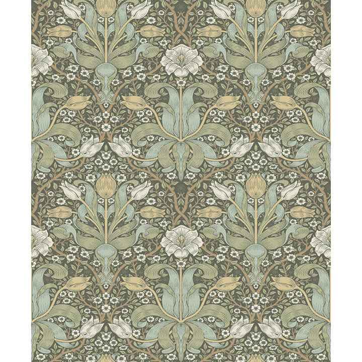 Spring Thicket Green Tulip Damask Wallpaper - York Wallcoverings - 4171-82067 - York Wallcoverings Wallpaper