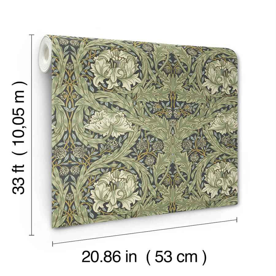 African Marigold Sea Green Floral Wallpaper - York Wallcoverings - 4171-82075 - York Wallcoverings Wallpaper