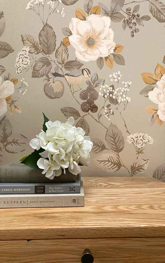 Bramble Beige Floral Wallpaper - York Wallcoverings - BG2301 - York Wallcoverings Wallpaper