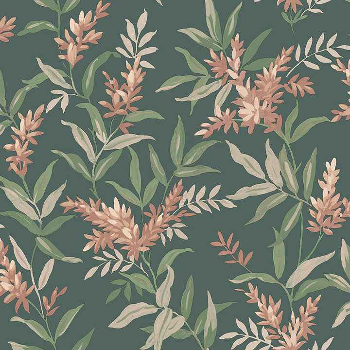 Olivia Dark Green Floral Wallpaper - York Wallcoverings - BG5906