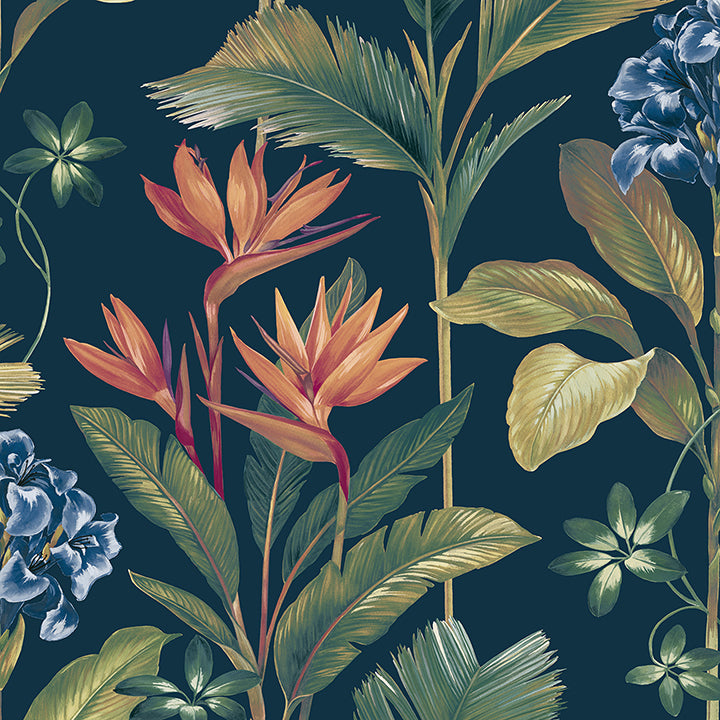 oliana-navy-floral-wallpaper-york-wallcoverings-bg8487 - York Wallpaper Wallpaper