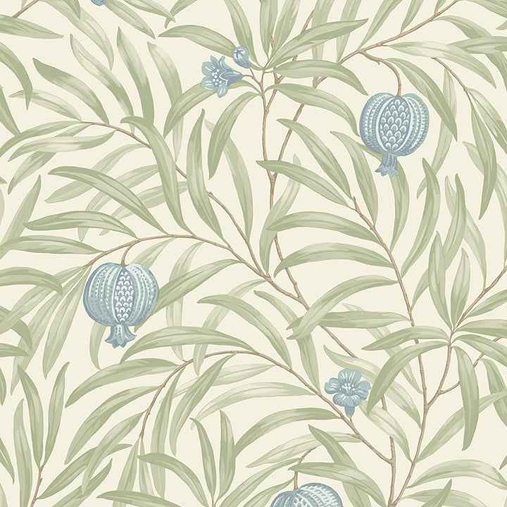 Elena Blue Pomegranate Wallpaper - York Wallcoverings - BG9611