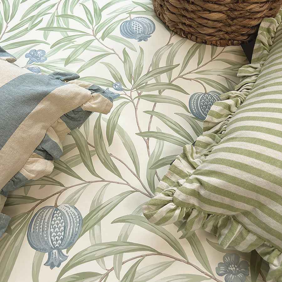Elena Blue Pomegranate Wallpaper - York Wallcoverings - BG9611 - York Wallcoverings Wallpaper