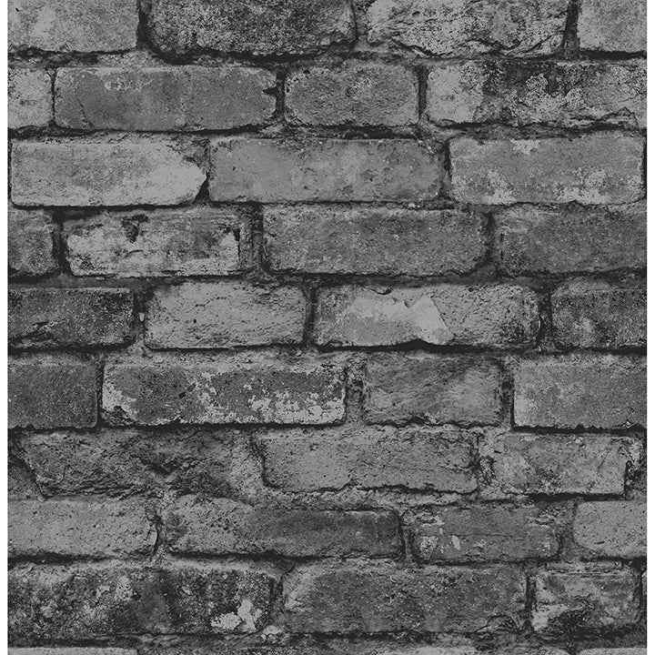 Davis Charcoal Rustic Brick Wallpaper - York Wallcoverings - FD31284 - York Wallcoverings Wallpaper