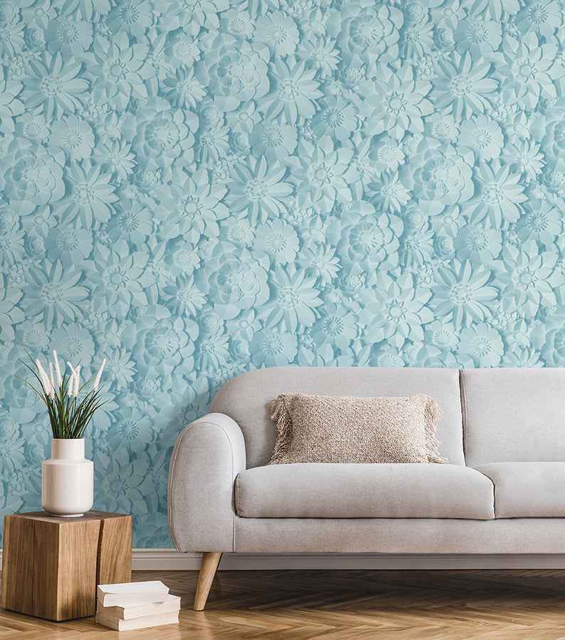 Dacre Light Blue Floral Wallpaper - York Wallcoverings - FD42598 - York Wallcoverings Wallpaper