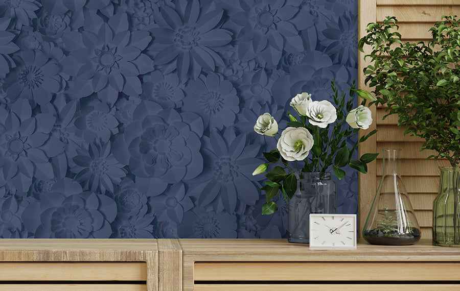 Dacre Dark Blue Floral Wallpaper - York Wallcoverings - FD42690 - York Wallcoverings Wallpaper