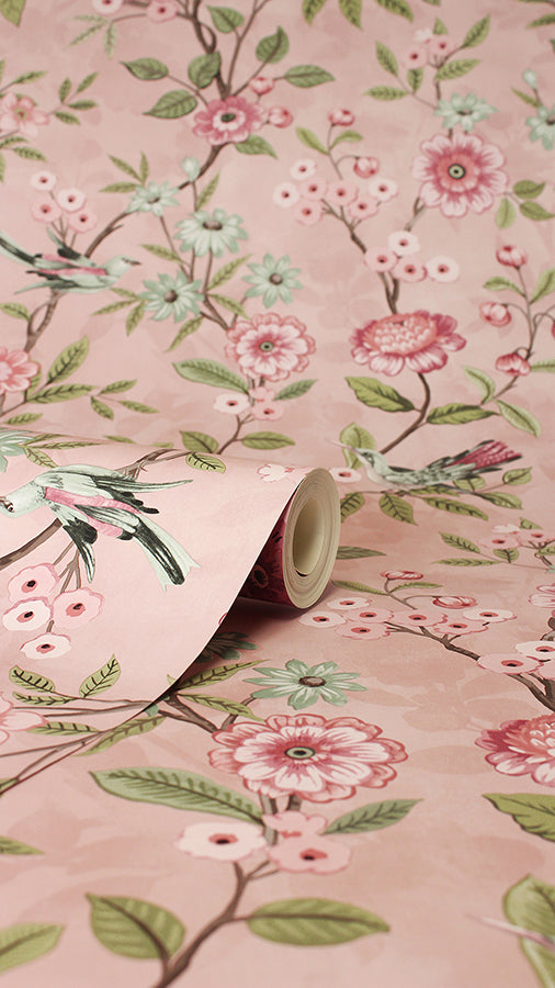 elspeth-pink-floral-trail-wallpaper-york-wallcoverings-fd43445 - York Wallcoverings Wallpaper