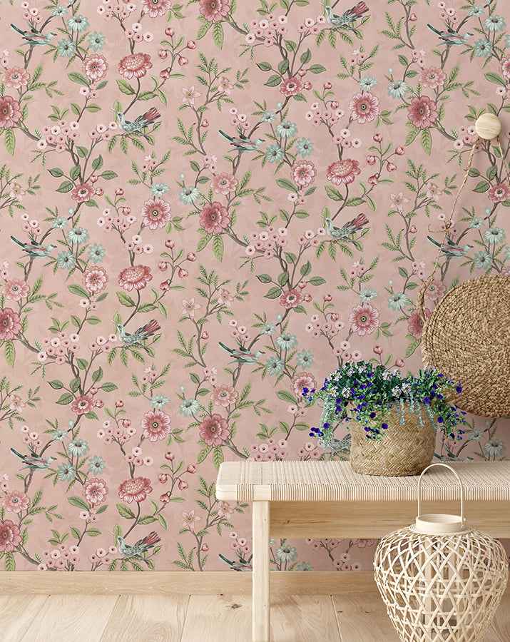 Elspeth Pink Floral Trail Wallpaper - York Wallcoverings - FD43445 - York Wallcoverings Wallpaper