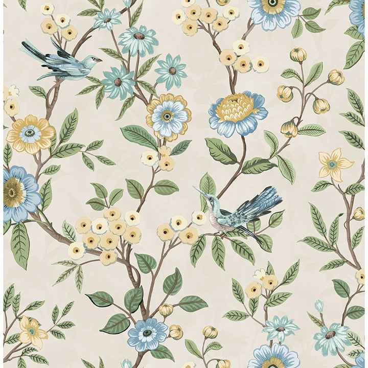 Elspeth Light Yellow Floral Trail Wallpaper - York Wallcoverings - FD43448