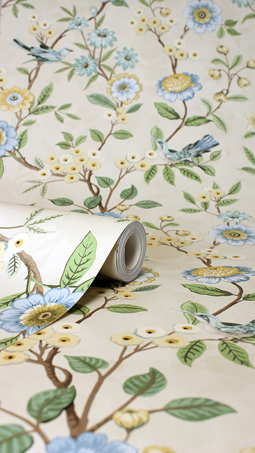 elspeth-light-yellow-floral-trail-wallpaper-york-wallcoverings-fd43448 - York Wallcoverings Wallpaper