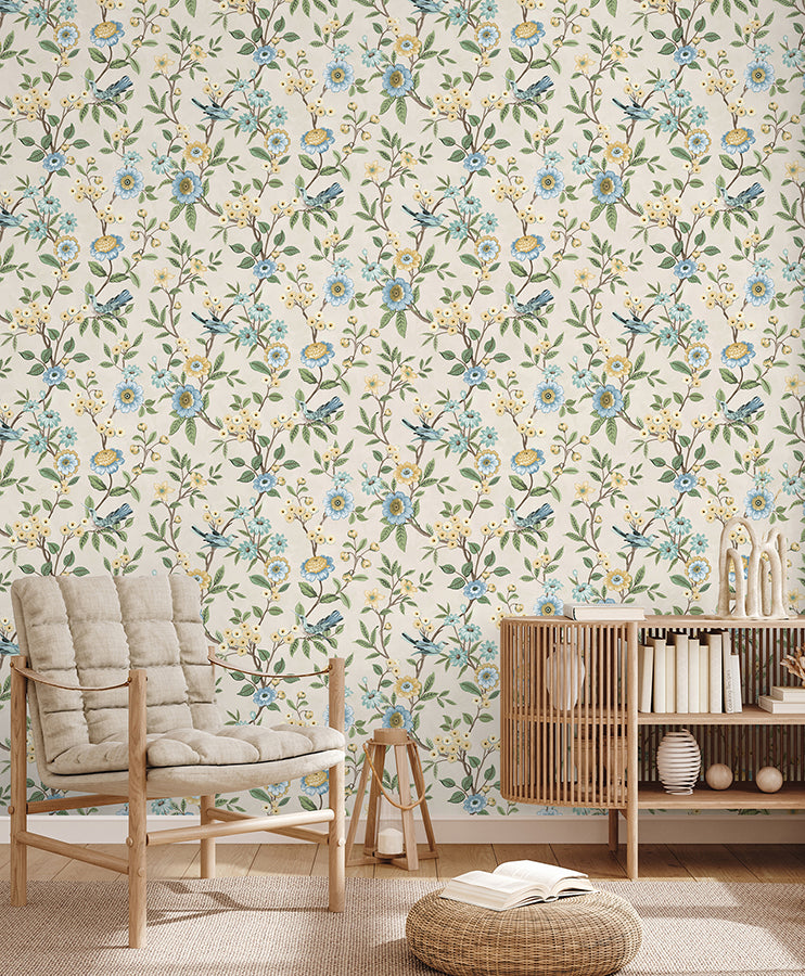elspeth-light-yellow-floral-trail-wallpaper-york-wallcoverings-fd43448 - York Wallcoverings Wallpaper