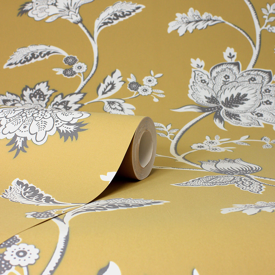 juliette-mustard-jacobean-wallpaper-york-wallcoverings-fd43450 - York Wallcoverings Wallpaper