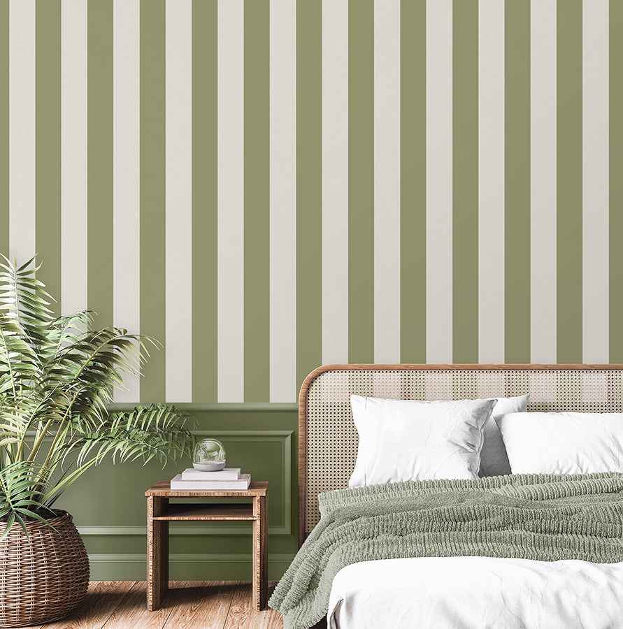 Tavish Sage Stripe Wallpaper - York Wallcoverings - FD43459 - York Wallcoverings Wallpaper
