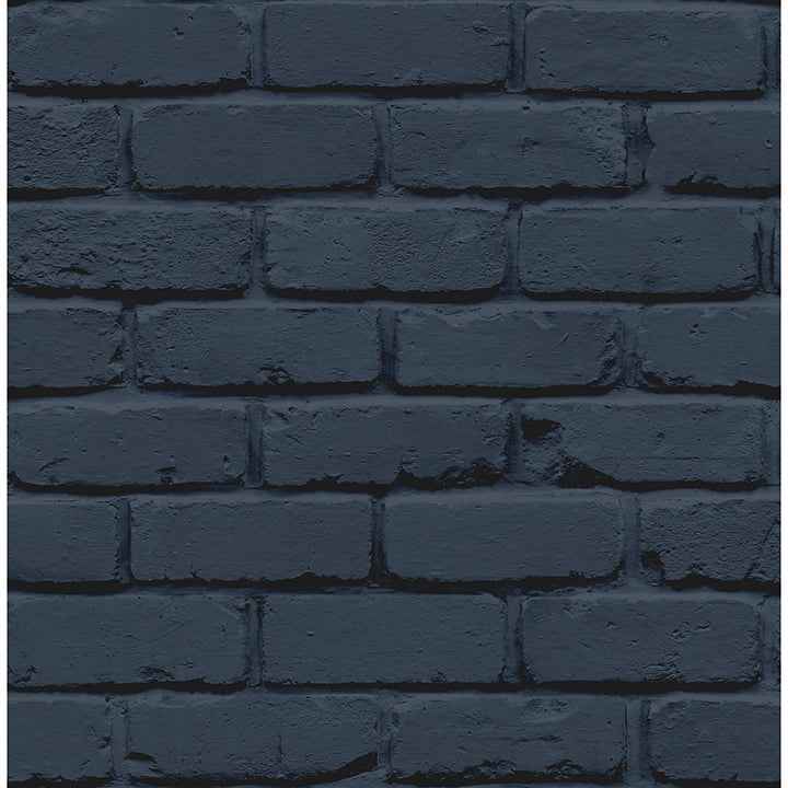 Alpin Navy Painted Brick Wallpaper - York Wallcoverings - FD43602