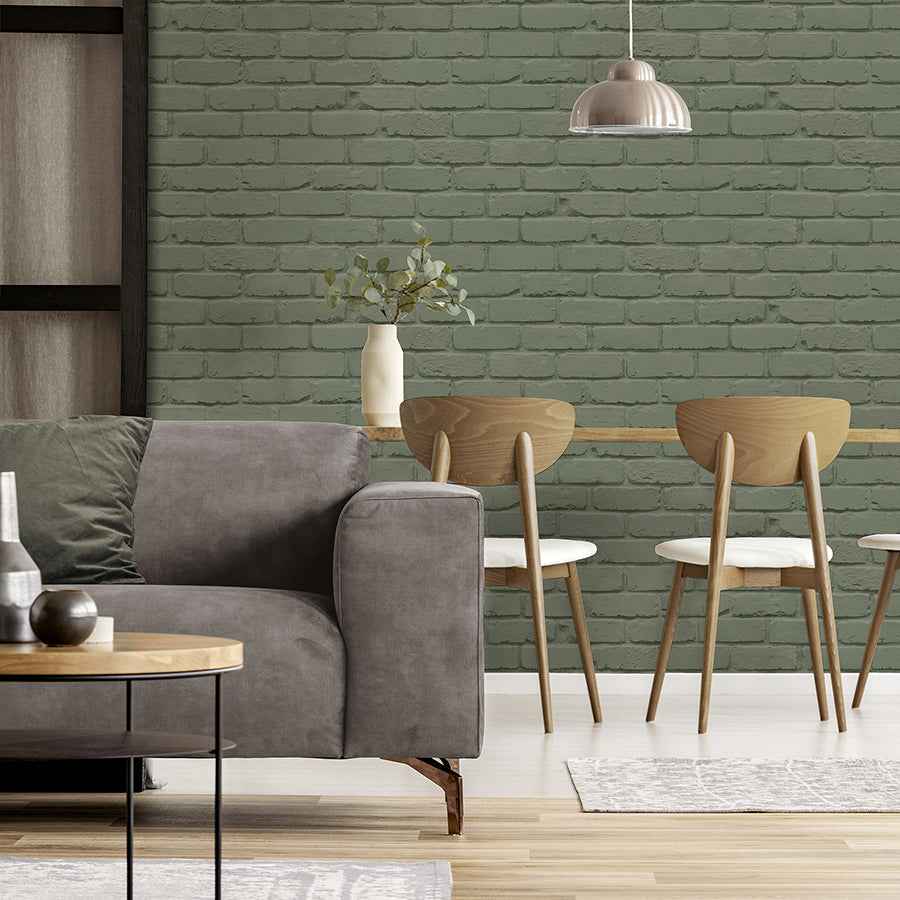 Alpin Sage Painted Brick Wallpaper - York Wallcoverings - FD43603 - York Wallcoverings Wallpaper