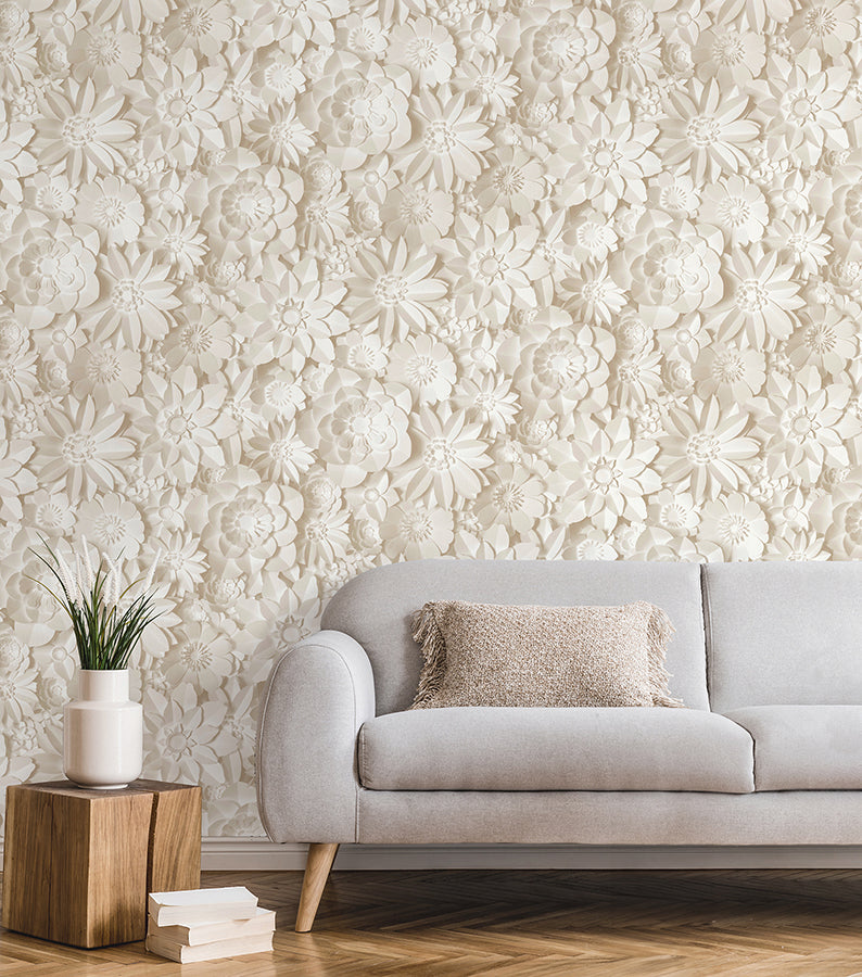 dacre-cream-floral-wallpaper-york-wallcoverings-fd43604 - York Wallpaper Wallpaper