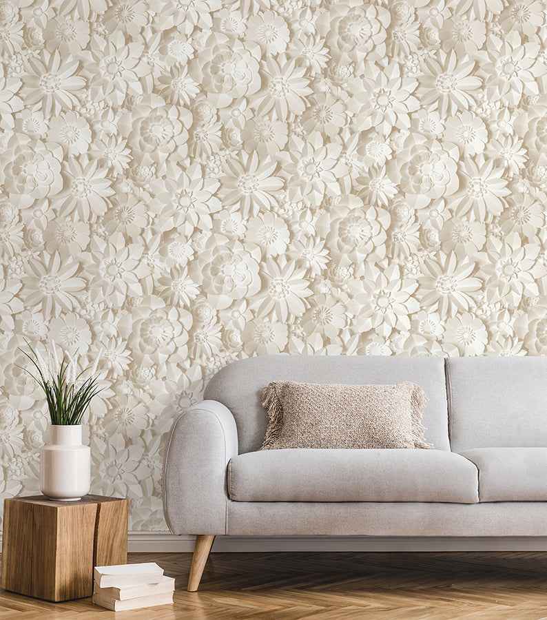 Dacre Cream Floral Wallpaper - York Wallcoverings - FD43604 - York Wallcoverings Wallpaper