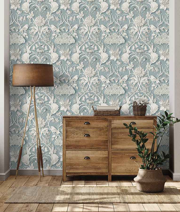 Fae Sky Blue Woodland Wallpaper - York Wallcoverings - FD43605 - York Wallcoverings Wallpaper
