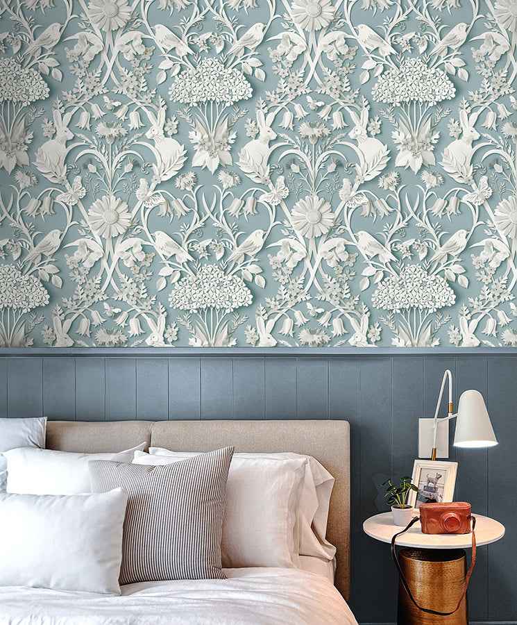 Fae Sky Blue Woodland Wallpaper - York Wallcoverings - FD43605 - York Wallcoverings Wallpaper
