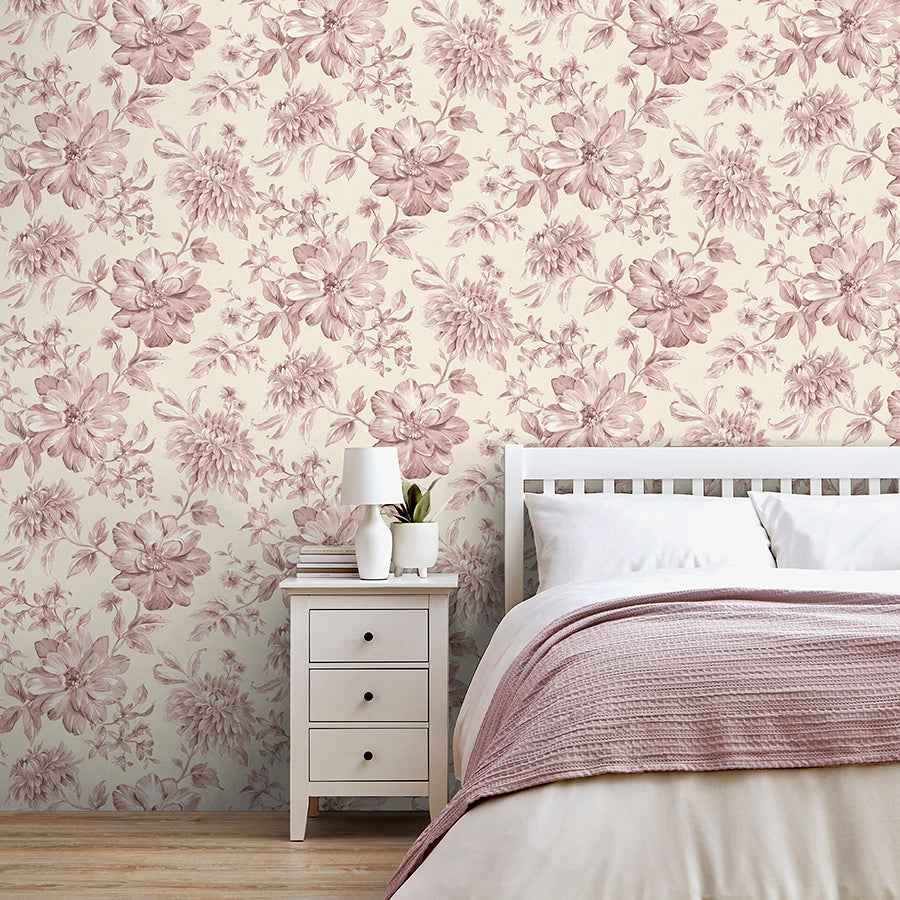 Gabriela Pink Floral Wallpaper - York Wallcoverings - FD43609 - York Wallcoverings Wallpaper