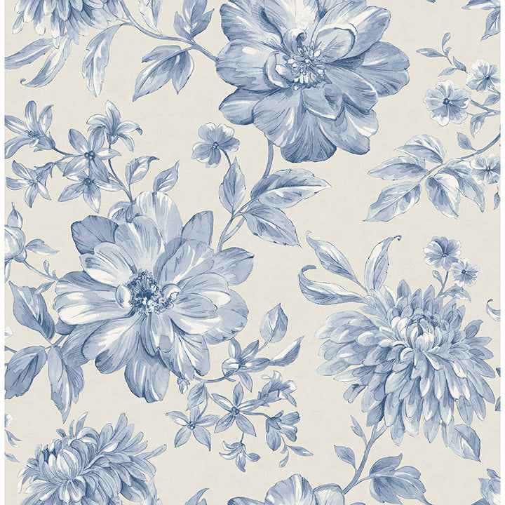Gabriela Blue Floral Wallpaper - York Wallcoverings - FD43610 - York Wallcoverings Wallpaper