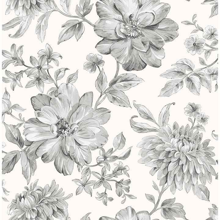 Gabriela Grey Floral Wallpaper - York Wallcoverings - FD43612 - York Wallcoverings Wallpaper
