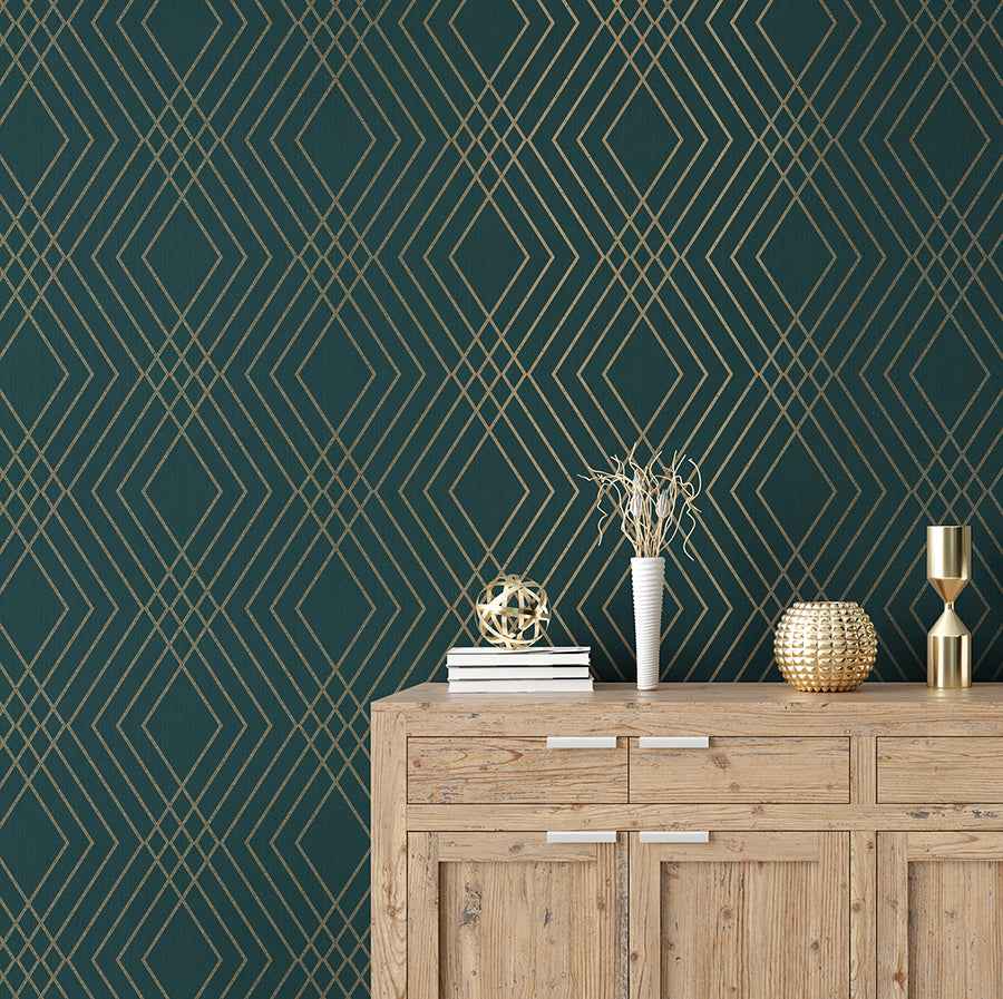 Shard Evergreen Trellis Wallpaper - York Wallcoverings - FD43613 - York Wallcoverings Wallpaper