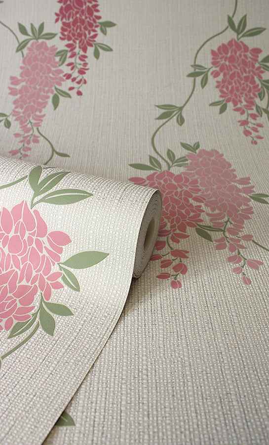 Aisla Pink Wisteria Wallpaper - York Wallcoverings - FD43671 - York Wallcoverings Wallpaper