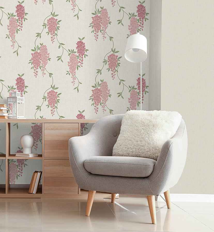 Aisla Pink Wisteria Wallpaper - York Wallcoverings - FD43671 - York Wallcoverings Wallpaper