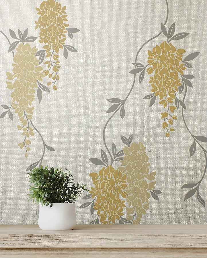 Aisla Yellow Wisteria Wallpaper - York Wallcoverings - FD43672 - York Wallcoverings Wallpaper