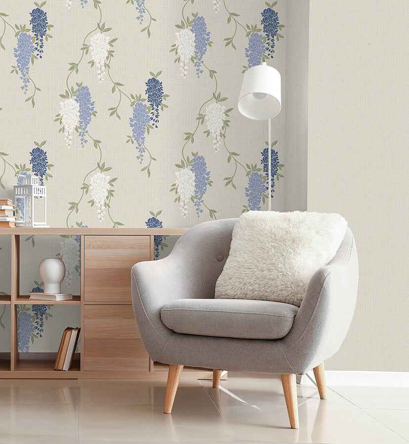 Aisla Blue Wisteria Wallpaper - York Wallcoverings - FD43674 - York Wallcoverings Wallpaper