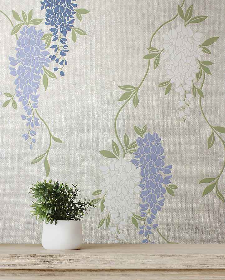 Aisla Blue Wisteria Wallpaper - York Wallcoverings - FD43674 - York Wallcoverings Wallpaper