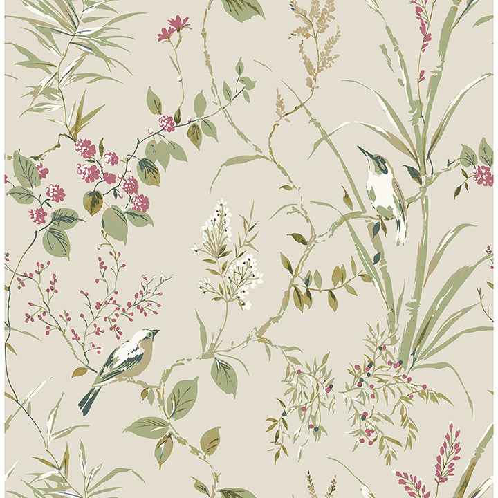 Mariko Neutral Botanical Wallpaper - York Wallcoverings - M1855 - York Wallcoverings Wallpaper